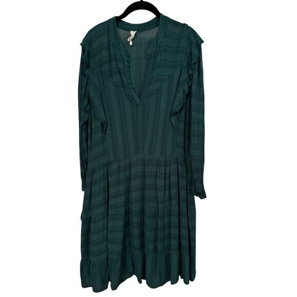 Anthropologie Amadi Turquoise Rossi Ruffled Tunic Long-Sleeve Dress - Size L - Picture 5 of 9